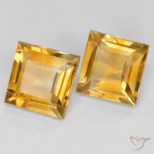 3.11 ctw Golden Citrine Stones, Natural Citrine in Square Facet Shape for Sale