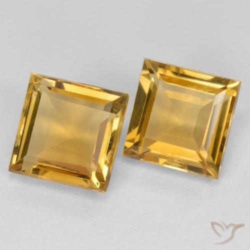 3.16 ctw Golden Citrine Stones, Natural Citrine in Square Facet Shape for Sale
