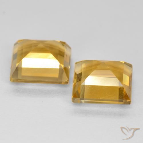 Citrine Gemstones in 7 x 7 mm (calibrated) Size for Sale, Citrine Stones in Deep Golden Orange Color