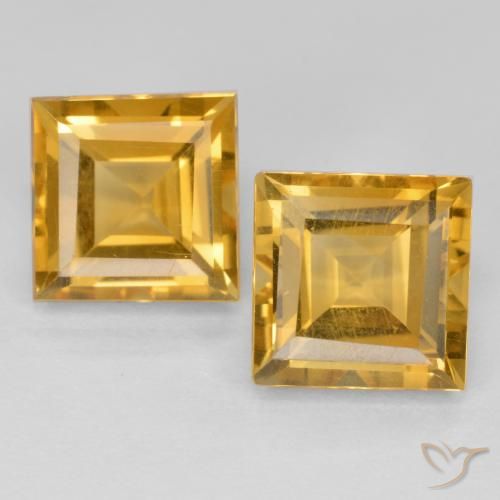 3.78ctw Natural Golden Orange Citrine, Square, VS