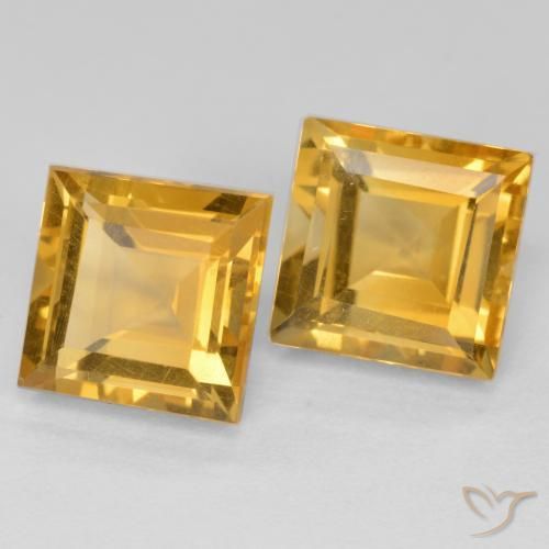 3.78 ctw Golden Citrine Stones, Natural Citrine in Square Facet Shape for Sale