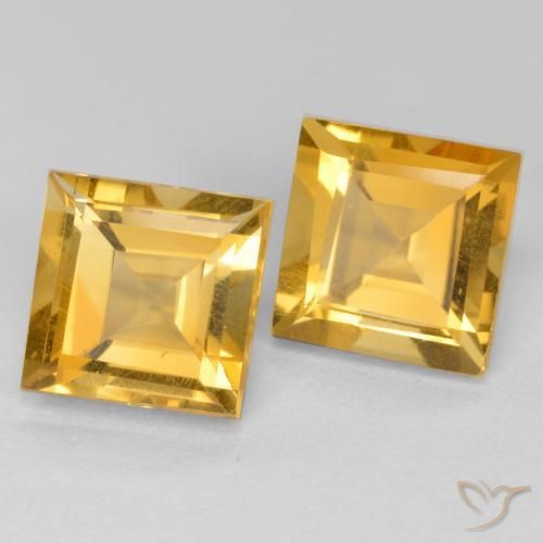 3.35 ctw Golden Citrine Stones, Natural Citrine in Square Facet Shape for Sale