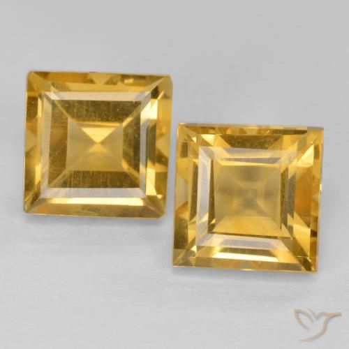 3.65 ctw Golden Citrine Gemstones, Citrine Gems in Square Facet Shape for Sale.