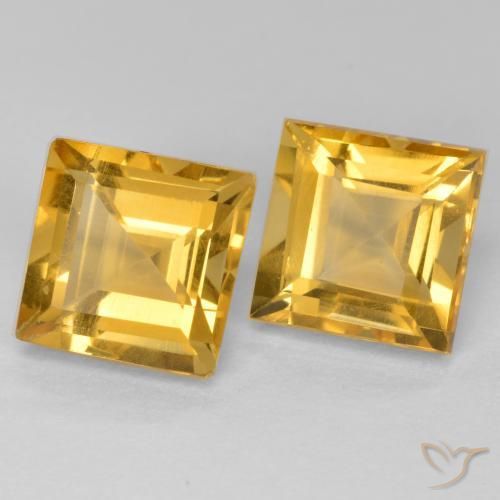 3.65 ctw Golden Citrine Stones, Natural Citrine in Square Facet Shape for Sale