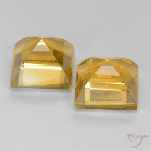 Citrine Gemstones in 7 x 7 mm (calibrated) Size for Sale, Citrine Stones in Medium-Dark Golden Color