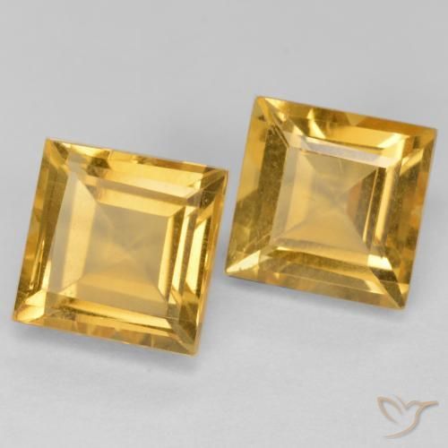 3.88 ctw Golden Citrine Stones, Natural Citrine in Square Facet Shape for Sale