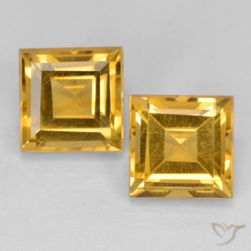 3.79 ct Yellow Citrine, 7.1 x 7.1 mm Square Cut From Brazil, Photo A