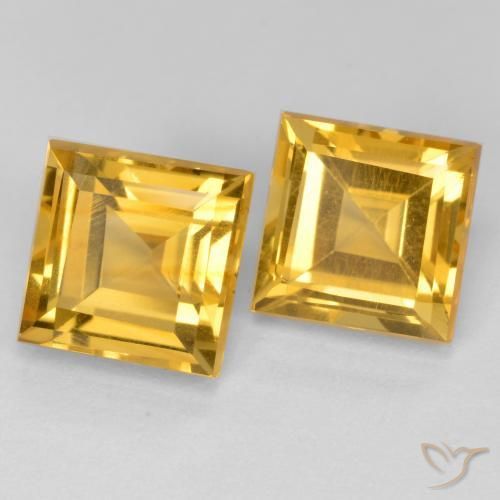3.79 ctw Golden Citrine Stones, Natural Citrine in Square Facet Shape for Sale