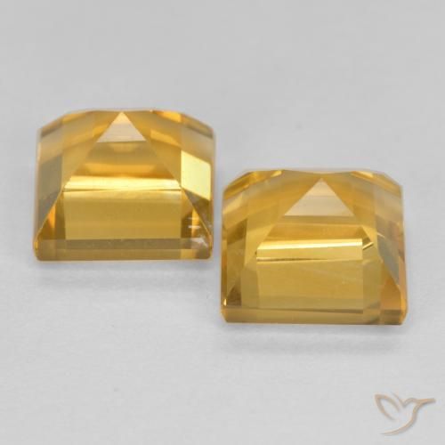 Citrine Gemstones in 7 x 7 mm (calibrated) Size for Sale, Citrine Stones in Medium-Dark Golden Color