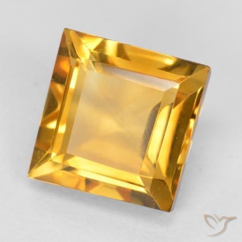1.87 ct Golden Citrine Stone, Natural Citrine in Square Facet Shape for Sale
