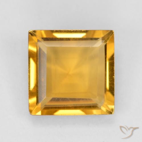7 x 7mm quadratischer goldener Citrin aus Brasilien, Gewicht von 1,48 ct, natürlicher Edelstein in VS Reinheit, 1 Stück quadratischer Citrin - Farbe: Orange-Gold, Mohs-Härte von 7 Geeignet für den täglichen Gebrauch im Schmuck, Entsperrt das Solarplexus-Chakra , Photo A