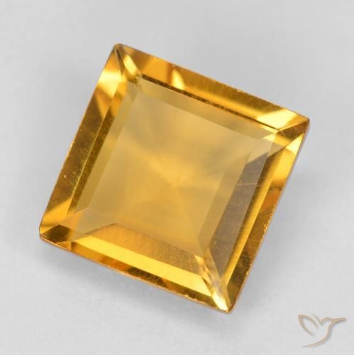 1.48 ct Golden Citrine Stone, Natural Citrine in Square Facet Shape for Sale