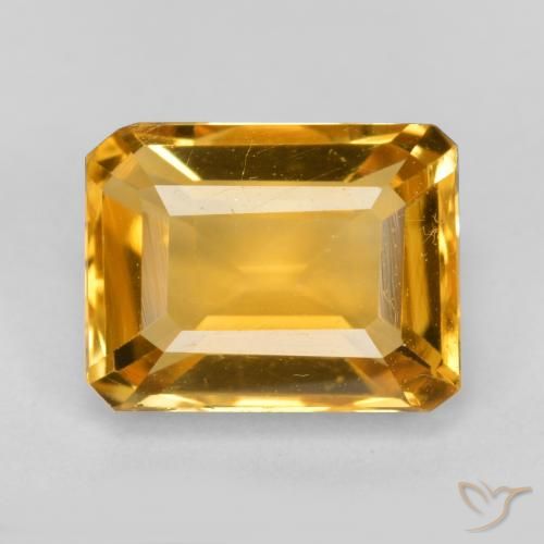 1.63ct Natural Orange-Gold Citrine, Emerald Cut, VS
