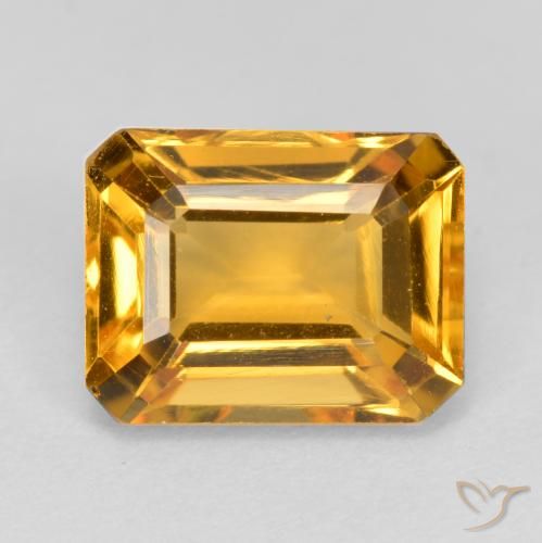 1.66ct Natural Medium Orange-Gold Citrine, Emerald Cut, VS