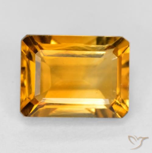 1.67ct Natural Orange-Gold Citrine, Emerald Cut, VS