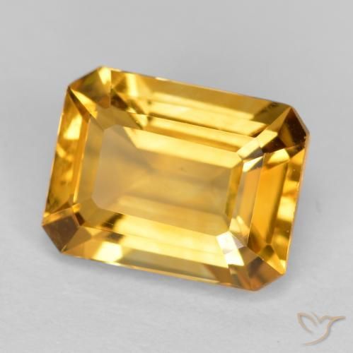 1.55 ct Golden Citrine Stone, Natural Citrine in Octagon Facet Shape for Sale