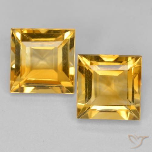 3.12 ct Yellow Citrine, 7 x 7 mm Square Cut From Brazil, Photo A