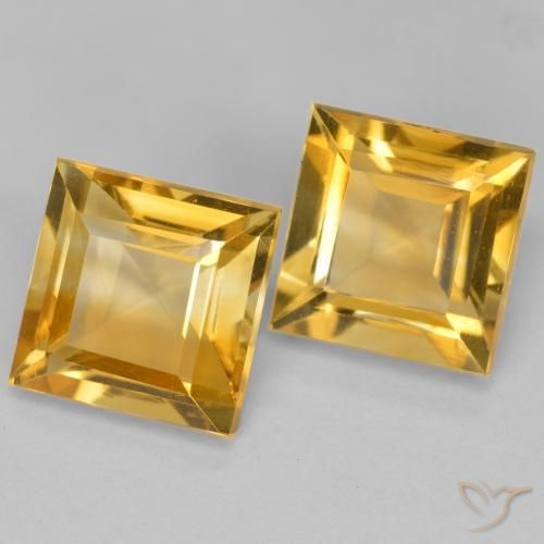 3.12 ctw Golden Citrine Stones, Natural Citrine in Square Facet Shape for Sale