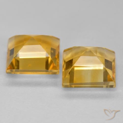 Citrine Gemstones in 7 x 7 mm (calibrated) Size for Sale, Citrine Stones in Deep Gold Color
