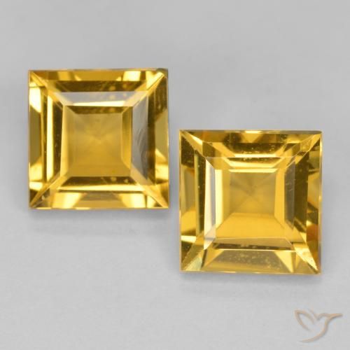 3.02 ct Yellow Citrine, 7 x 7 mm Square Cut From Brazil, Photo A