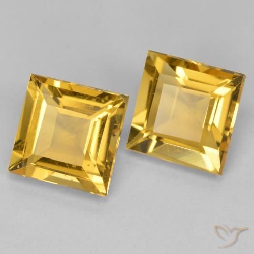3.02 ctw Golden Citrine Stones, Natural Citrine in Square Facet Shape for Sale
