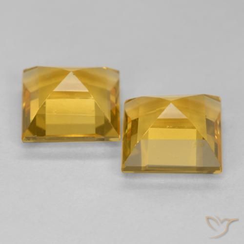 Citrine Gemstones in 7 x 7 mm (calibrated) Size for Sale, Citrine Stones in Deep Gold Color