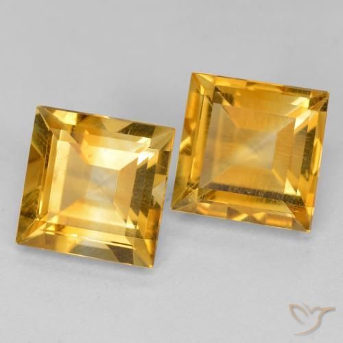 3.35 ctw Golden Citrine Stones, Natural Citrine in Square Facet Shape for Sale