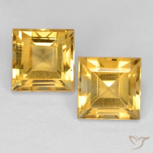 3.59 ct Yellow Citrine, 7 x 7 mm Square Cut From Brazil, Photo A