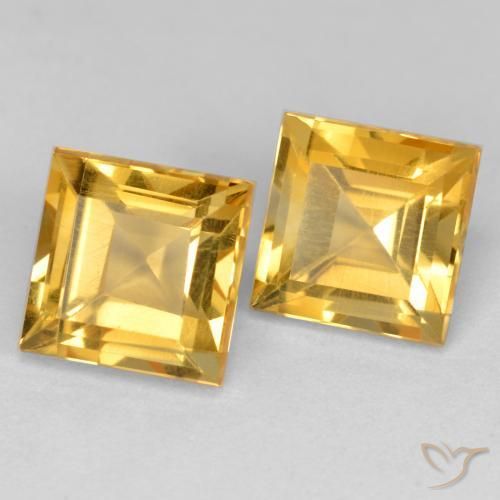3.59 ctw Golden Citrine Stones, Natural Citrine in Square Facet Shape for Sale