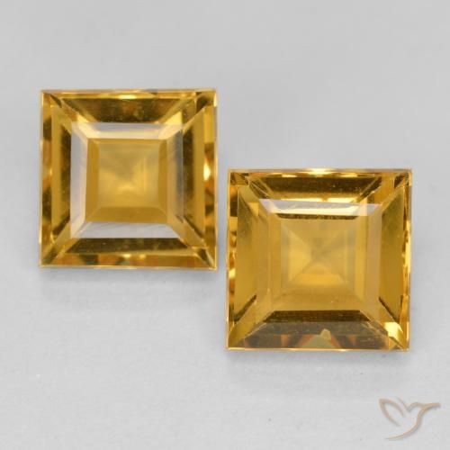 3.16 ct Yellow Citrine, 6.9 x 6.8 mm Square Cut From Brazil, Photo A
