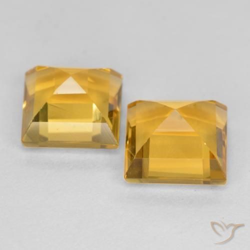 Citrine Gemstones in 7 x 7 mm (calibrated) Size for Sale, Citrine Stones in Deep Golden Orange Color