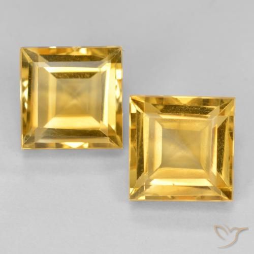 3.65 ct Yellow Citrine, 7 x 6.9 mm Square Cut From Brazil, Photo A