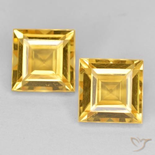 3.41 ct Yellow Citrine, 7 x 7 mm Square Cut From Brazil, Photo A