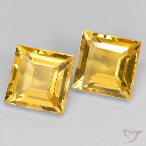 3.41 ctw Golden Citrine Stones, Natural Citrine in Square Facet Shape for Sale