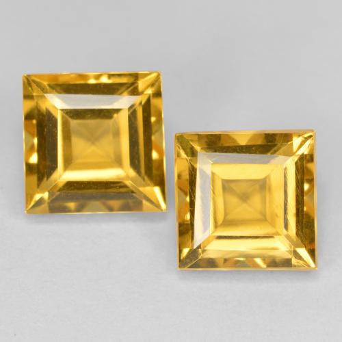 Deep Gold Цитрин Камень - 1.7ct Фасетный Квадрат (ID: 556709)