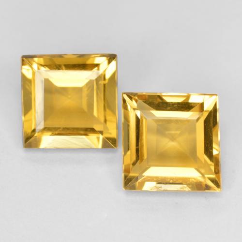 Medium-Light Golden Цитрин Камень - 1.5ct Фасетный Квадрат (ID: 556710)