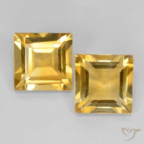 2.87 ct Yellow Citrine, 7 x 6.9 mm Square Cut From Brazil, Photo A