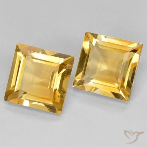 2.87 ctw Golden Citrine Stones, Natural Citrine in Square Facet Shape for Sale