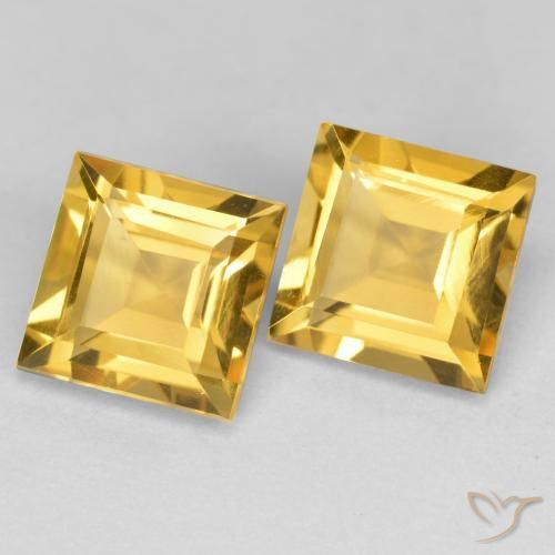 2.99 ctw Golden Citrine Stones, Natural Citrine in Square Facet Shape for Sale