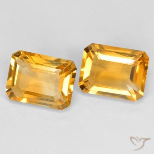 3.09 ctw Golden Citrine Stones, Natural Citrine in Octagon Step Cut Shape for Sale
