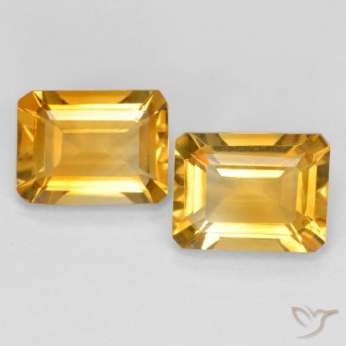 2.9 ct Yellow Citrine, 8.1 x 6.1 mm Octagon Cut From Brazil, Photo A