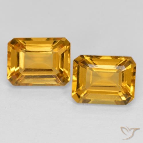 3.24 ct Yellow Citrine, 8 x 6.2 mm Octagon Cut From Brazil, Photo A