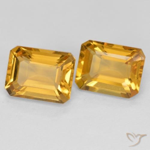 3.24 ctw Golden Citrine Stones, Natural Citrine in Octagon Step Cut Shape for Sale