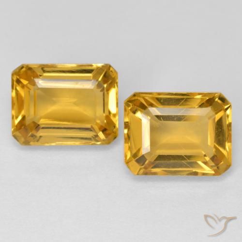 3.43 ctw Golden Citrine Gemstones, Citrine Gems in Octagon Step Cut Shape for Sale.