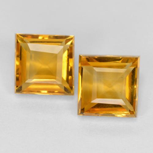 Dark Orange-Gold Citrine Gem - 1.5ct Square Facet (ID: 557196)
