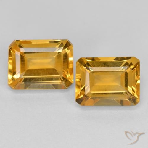 3.24 ctw Golden Citrine Gemstones, Citrine Gems in Octagon Facet Shape for Sale.