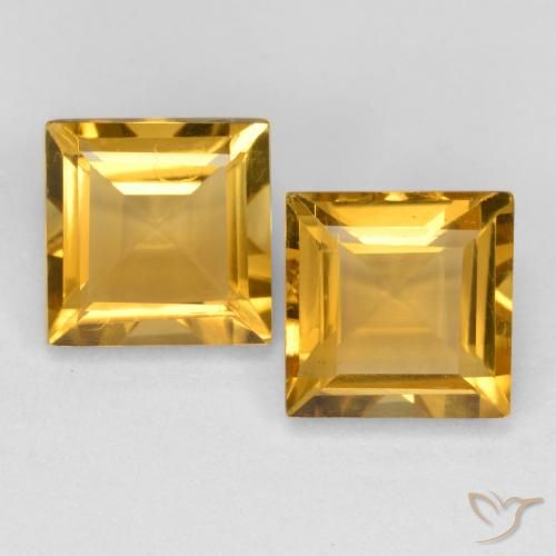 3.34 ct Yellow Citrine, 7 x 7.1 mm Square Cut From Brazil, Photo A