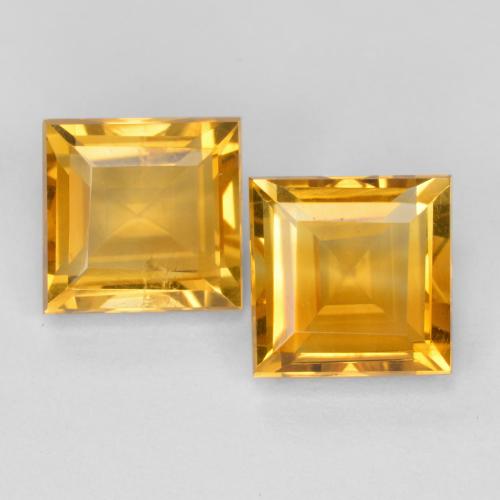 Deep Golden Orange Citrine Gem - 1.6ct Square Facet (ID: 557201)