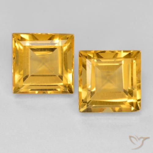 3.58 ct Yellow Citrine, 7 x 7 mm Square Cut From Brazil, Photo A