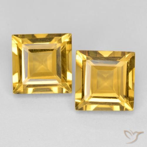 3.12 ct Yellow Citrine, 7 x 7 mm Square Cut From Brazil, Photo A